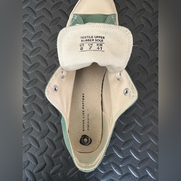 Shoes Like Pottery Low GREEN Cotton canvas sz US 8 Unisex Made n Japan Excellent - Picture 6 of 6